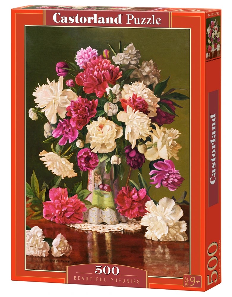 500 Piece Jigsaw Puzzle, Beautiful Pheonies, Bunch of flowers, Still nature, Adult Puzzle, Castorland B - 53780 - Bridge Toys - Premium Jigsaw Puzzles - Little Red General Store