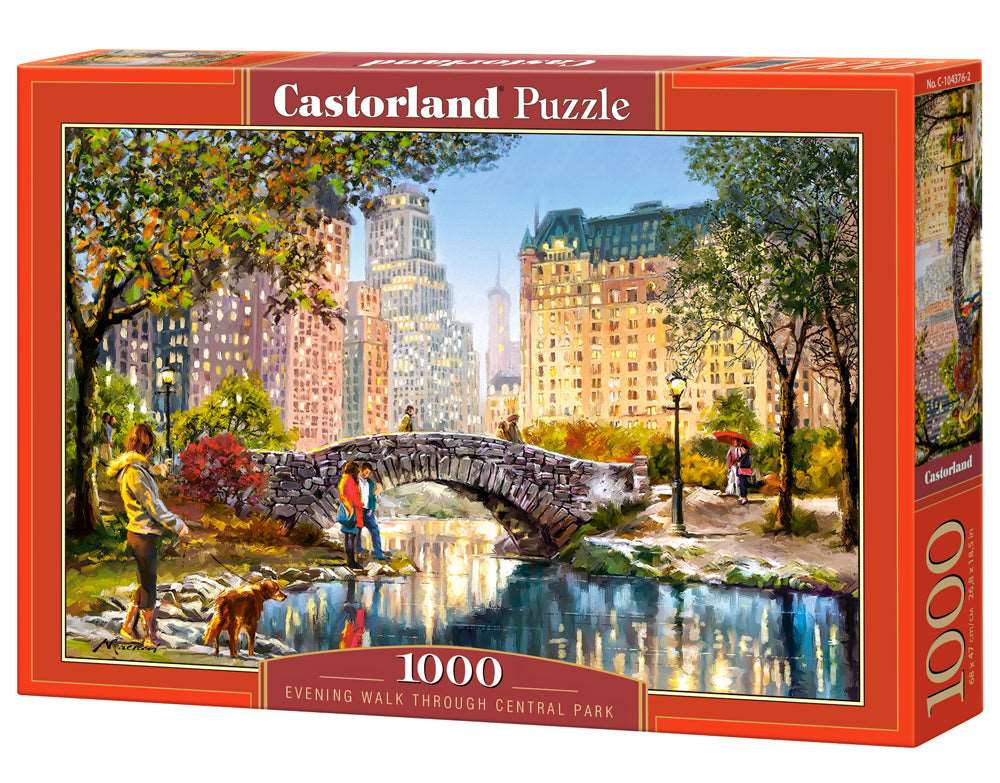 1000 Piece Jigsaw Puzzle, Evening Walk Through Central Park, Manhattan Puzzle, New York, USA, Puzzle of New York, Adult Puzzle, Castorland C - 104376 - 2 - Bridge Toys - Premium Jigsaw Puzzles - Little Red General Store