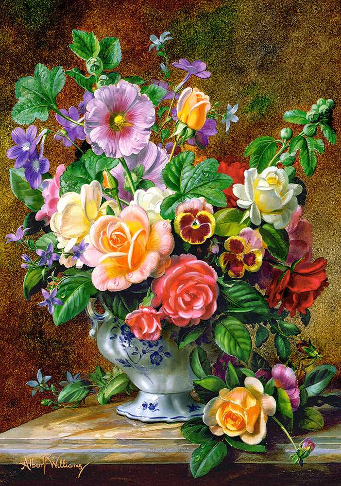 500 Piece Jigsaw Puzzle, Flowers in a Vase, Flower and plants Puzzle, Albert Williams, Painting Puzzle, Adult Puzzles, Castorland B - 52868 - Bridge Toys - Premium Jigsaw Puzzles - Little Red General Store