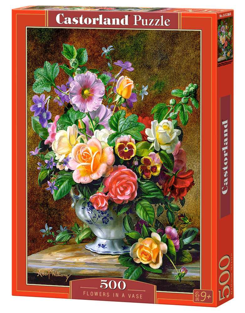500 Piece Jigsaw Puzzle, Flowers in a Vase, Flower and plants Puzzle, Albert Williams, Painting Puzzle, Adult Puzzles, Castorland B - 52868 - Bridge Toys - Premium Jigsaw Puzzles - Little Red General Store