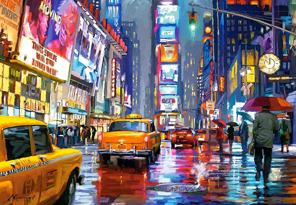 1000 Piece Jigsaw Puzzle, Times Square, NY, New York, New York City Art, USA, yellow cab, Adult Puzzle, Castorland C - 103911 - 2 - Bridge Toys - Premium Jigsaw Puzzles - Little Red General Store