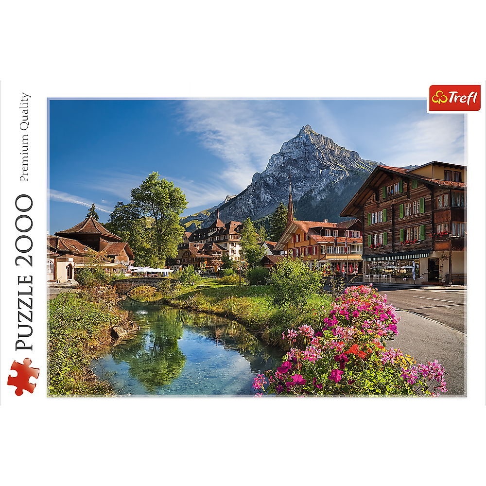 2000 Piece Jigsaw Puzzles, Alps in Summer, Mountain Village Puzzle with River, Adult Puzzles, Trefl 27089 - Bridge Toys - Premium Jigsaw Puzzles - Little Red General Store