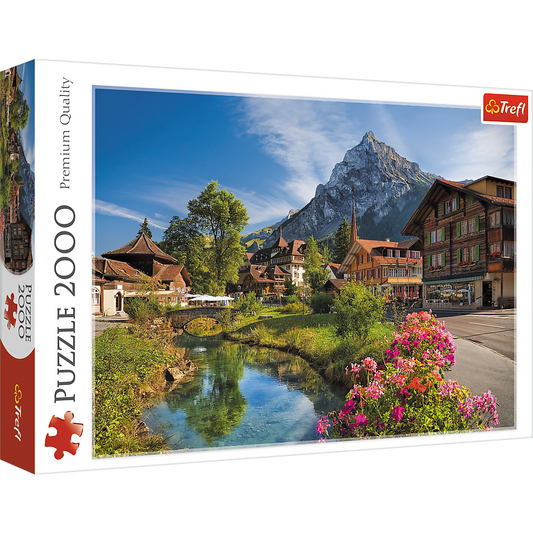 2000 Piece Jigsaw Puzzles, Alps in Summer, Mountain Village Puzzle with River, Adult Puzzles, Trefl 27089 - Bridge Toys - Premium Jigsaw Puzzles - Little Red General Store
