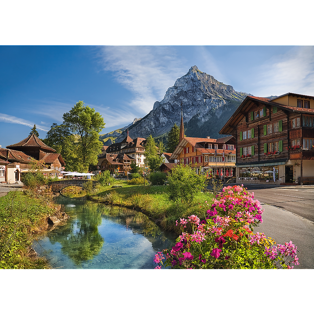 2000 Piece Jigsaw Puzzles, Alps in Summer, Mountain Village Puzzle with River, Adult Puzzles, Trefl 27089 - Bridge Toys - Premium Jigsaw Puzzles - Little Red General Store