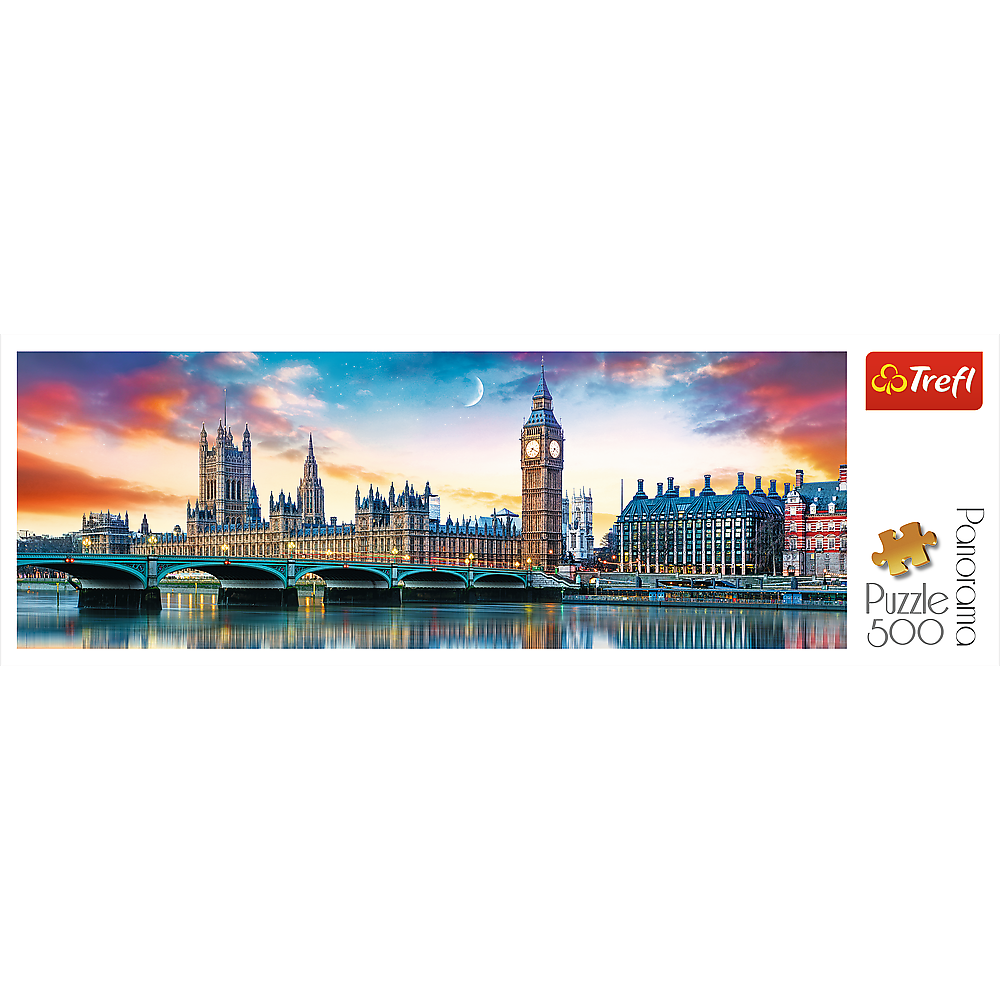 Panorama 500 Piece Jigsaw Puzzles, Big Ben and Palace of Westminster, London, Sunset, Puzzle of England, Adult Puzzles, Trefl 29507 - Bridge Toys - Premium Jigsaw Puzzles - Little Red General Store