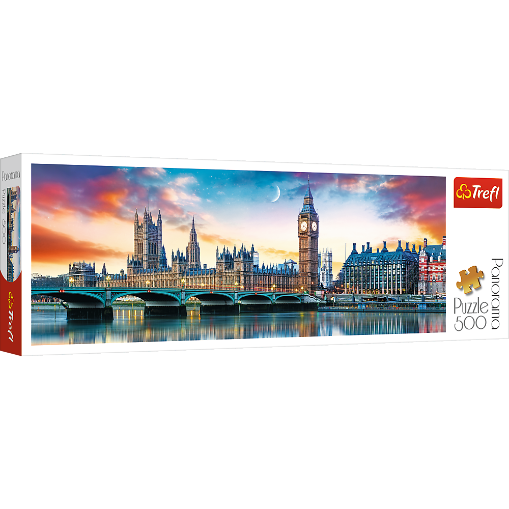 Panorama 500 Piece Jigsaw Puzzles, Big Ben and Palace of Westminster, London, Sunset, Puzzle of England, Adult Puzzles, Trefl 29507 - Bridge Toys - Premium Jigsaw Puzzles - Little Red General Store