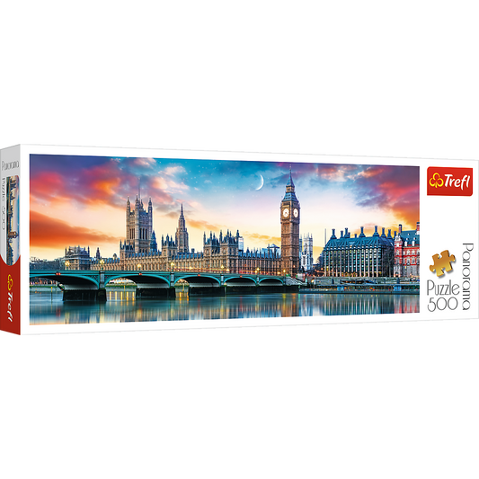 Panorama 500 Piece Jigsaw Puzzles, Big Ben and Palace of Westminster, London, Sunset, Puzzle of England, Adult Puzzles, Trefl 29507 - Bridge Toys - Premium Jigsaw Puzzles - Little Red General Store
