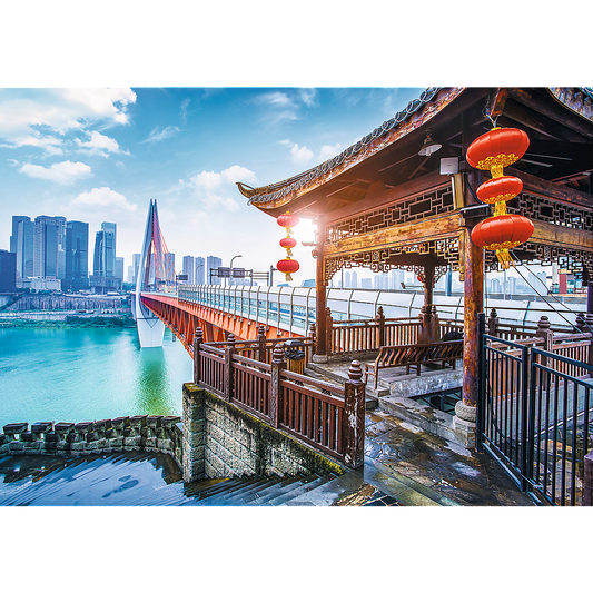 1000 Piece Jigsaw Puzzles, Chongqing, China, Cityscape puzzle, Temple, Modern and Traditional China, Adult Puzzle, Trefl 10721 - Bridge Toys - Premium Jigsaw Puzzles - Little Red General Store