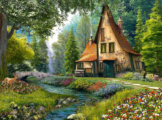 2000 Piece Jigsaw Puzzle, Toadstool Cottage, Charming Nook, Pond, Countryside, Adult Puzzles, Castorland C - 200634 - 2 - Bridge Toys - Premium Jigsaw Puzzles - Little Red General Store