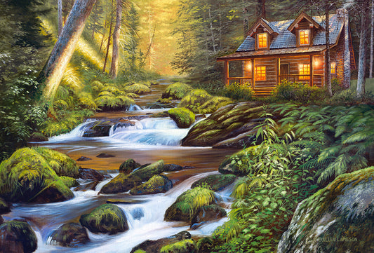 1000 Piece Jigsaw Puzzle, Creek Side Comfort, Cozy forest cottage, Forrest cabin, Adult Puzzle, Castorland C - 104635 - 2 - Bridge Toys - Premium Jigsaw Puzzles - Little Red General Store