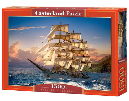 1500 Piece Jigsaw Puzzle, Sailing at Sunset, Sailing Ship Puzzle, Ocean Puzzle, Adult Puzzles, Castorland C - 151431 - 2 - Bridge Toys - Premium Jigsaw Puzzles - Little Red General Store