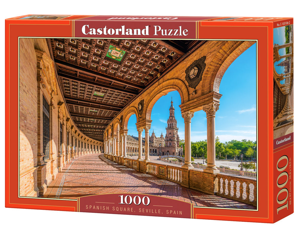 1000 Piece Jigsaw Puzzle, Spanish Square, Seville, Spain , Andalusia, Monument puzzle, Adult Puzzle, Castorland C - 105106 - 2 - Bridge Toys - Premium Jigsaw Puzzles - Little Red General Store