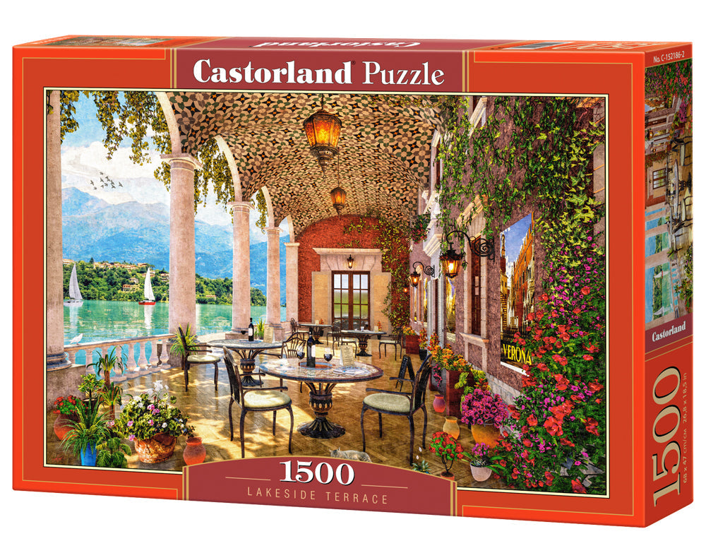 1500 Piece Jigsaw Puzzle, Lakeside Terrace, Italy, Mountain lake, Scenic view, Adult Puzzle, Castorland C - 152186 - 2 - Bridge Toys - Premium Jigsaw Puzzles - Little Red General Store