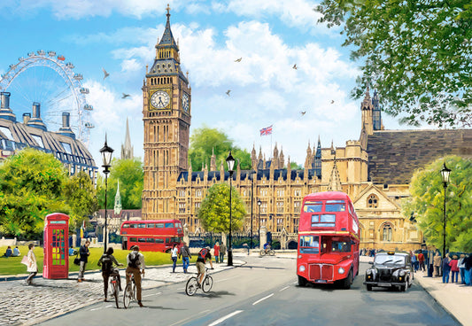 1000 Piece Jigsaw Puzzle, Busy Morning in London, United Kingdom, Great Britain, England puzzle, Big Ben, Adult Puzzle, Castorland C - 104963 - 2 - Bridge Toys - Premium Jigsaw Puzzles - Little Red General Store