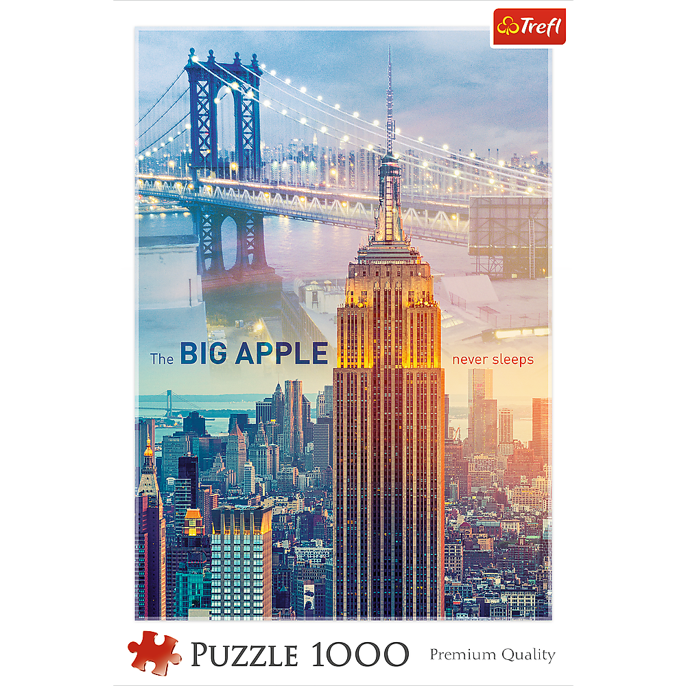 1000 Piece Jigsaw Puzzle, New York at Dawn, Brooklyn Bridge, Empire State Building, City Skyline, USA, Adult Puzzles, Trefl 10393 - Bridge Toys - Premium Jigsaw Puzzles - Little Red General Store