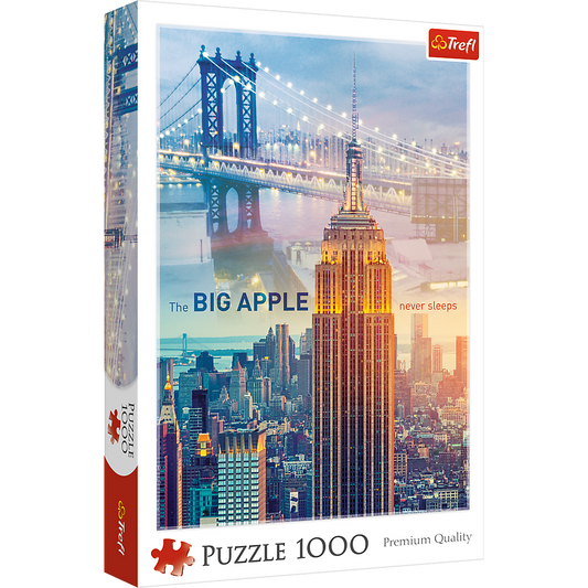 1000 Piece Jigsaw Puzzle, New York at Dawn, Brooklyn Bridge, Empire State Building, City Skyline, USA, Adult Puzzles, Trefl 10393 - Bridge Toys - Premium Jigsaw Puzzles - Little Red General Store
