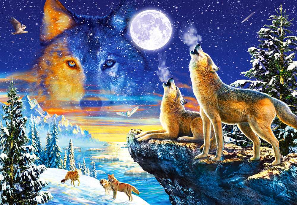 1000 Piece Jigsaw Puzzle, Howling Wolves, Adult Puzzle, Castorland C - 103317 - 2 - Bridge Toys - Premium Jigsaw Puzzles - Little Red General Store