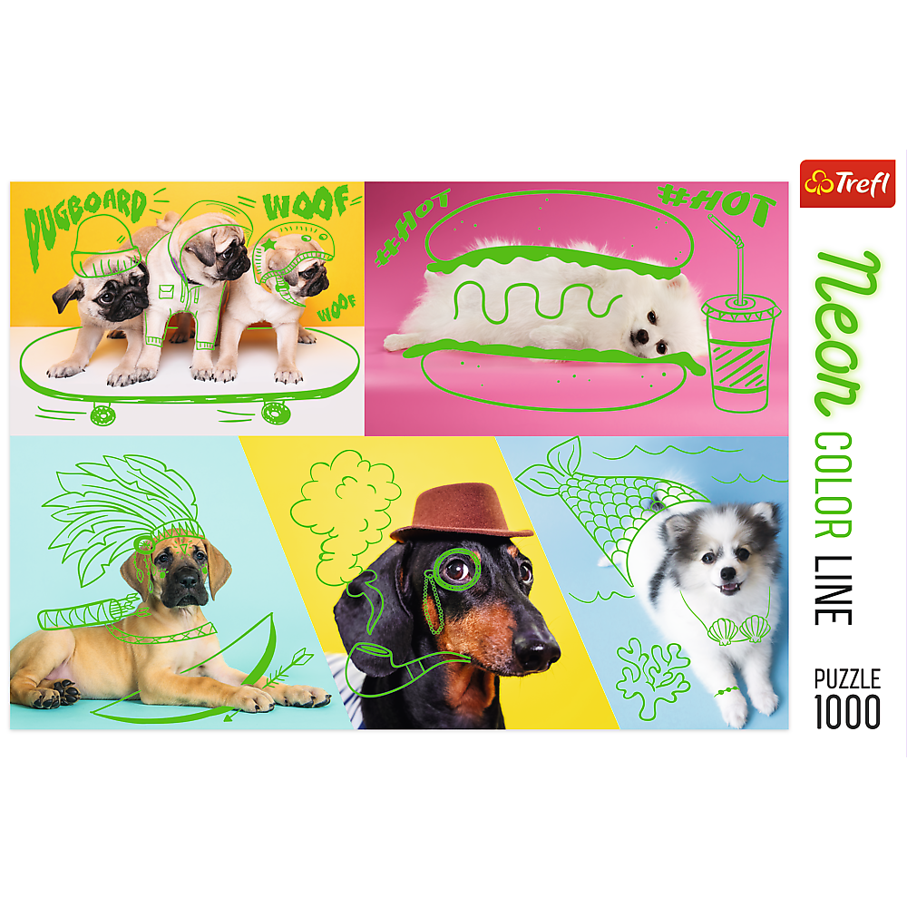 1000 Piece Jigsaw Puzzle, Far Out Dogs, Silly Pets, Puppies, Baby Animals, Pugs, Pomeranians, Adult Puzzles, Trefl 10578 - Bridge Toys - Premium Jigsaw Puzzles - Little Red General Store