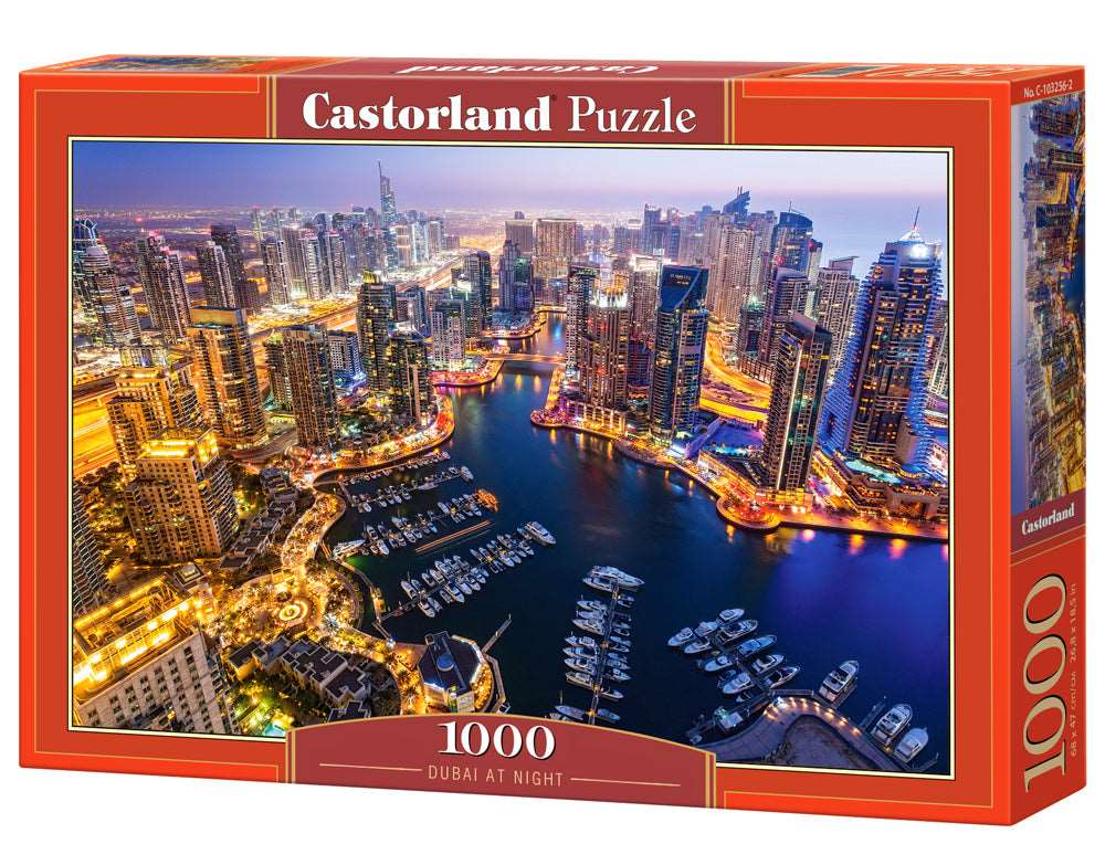1000 Piece Jigsaw Puzzle, Dubai at Night, City Lights Puzzle, Emirates, Adult Puzzle, Castorland C - 103256 - 2 - Bridge Toys - Premium Jigsaw Puzzles - Little Red General Store