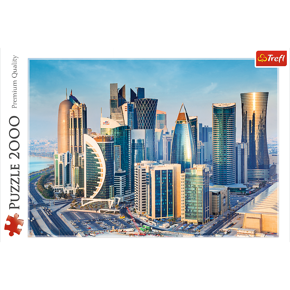 2000 Piece Jigsaw Puzzles, Doha, Qatar, City Skyline, Persian Gulf, Middle East, Adult Puzzles, Trefl 27084 - Bridge Toys - Premium Jigsaw Puzzles - Little Red General Store