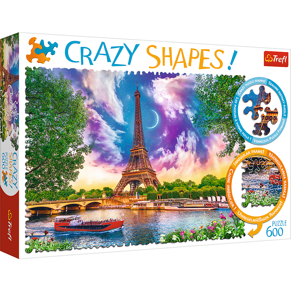 Crazy Shape 600 Piece Jigsaw Puzzles, Sky Over Paris, Puzzle of France, Eiffel Tower and French Cityscape, Adult Puzzles, Trefl 11115 - Bridge Toys - Premium Jigsaw Puzzles - Little Red General Store