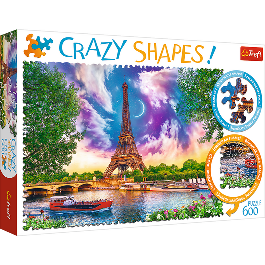 Crazy Shape 600 Piece Jigsaw Puzzles, Sky Over Paris, Puzzle of France, Eiffel Tower and French Cityscape, Adult Puzzles, Trefl 11115 - Bridge Toys - Premium Jigsaw Puzzles - Little Red General Store