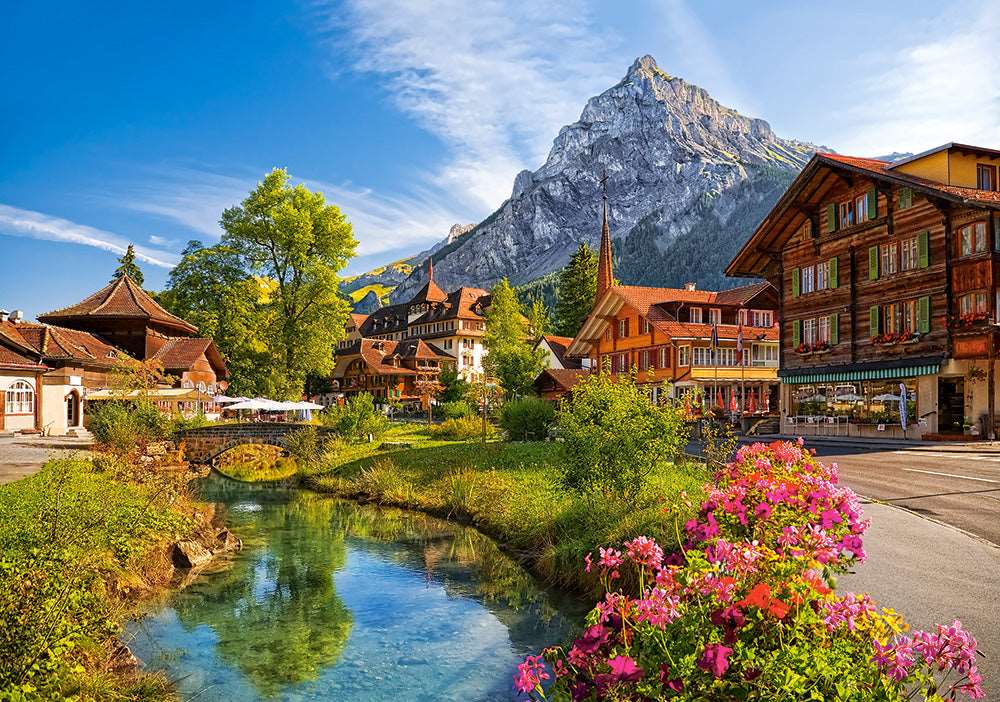500 Piece Jigsaw Puzzle, Kandersteg, Switzerland, Alps Puzzle, Mountain Village Puzzle with River, Adult Puzzles, Castorland B - 52363 - Bridge Toys - Premium Jigsaw Puzzles - Little Red General Store