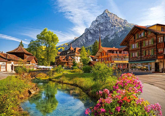 500 Piece Jigsaw Puzzle, Kandersteg, Switzerland, Alps Puzzle, Mountain Village Puzzle with River, Adult Puzzles, Castorland B - 52363 - Bridge Toys - Premium Jigsaw Puzzles - Little Red General Store