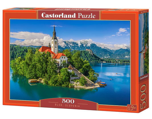 500 Piece Jigsaw Puzzle, Bled, Slovenia, Historic church, Lake view, Alps landscape, Adult Puzzle, Castorland B - 54114 - Bridge Toys - Premium Jigsaw Puzzles - Little Red General Store