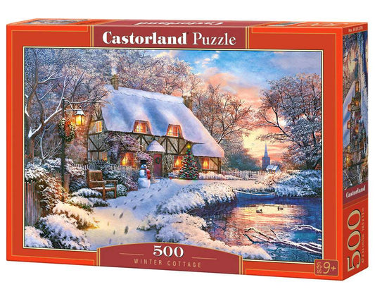 500 Piece Jigsaw Puzzle, Winter Cottage, Charming Nook, Countryside, Winter puzzle, Adult Puzzles, Castorland B - 53278 - Bridge Toys - Premium Jigsaw Puzzles - Little Red General Store
