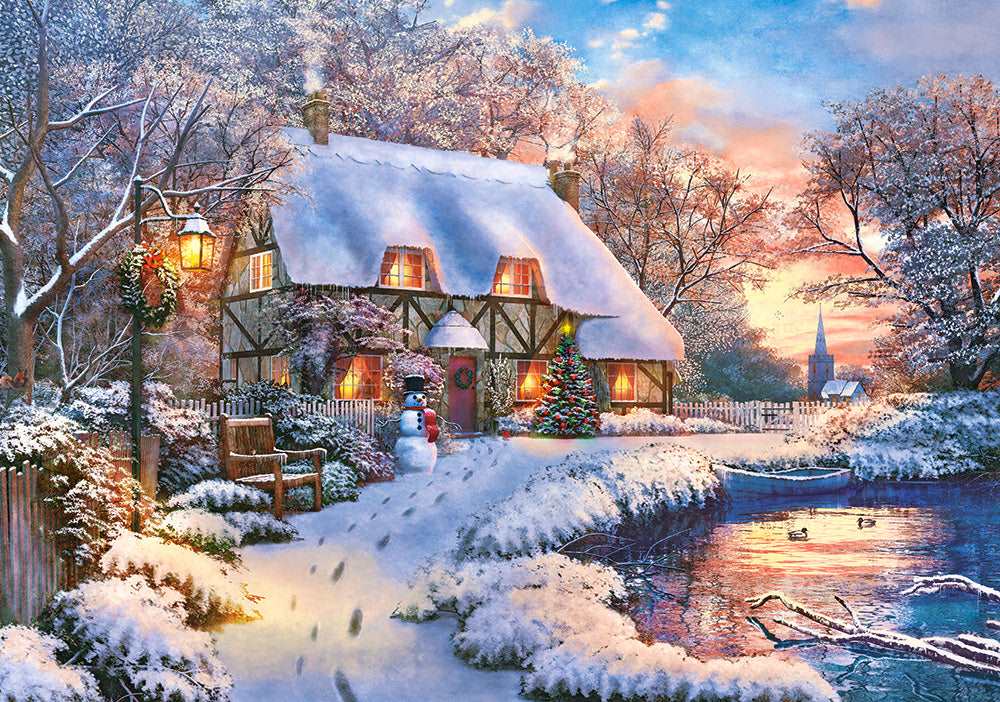 500 Piece Jigsaw Puzzle, Winter Cottage, Charming Nook, Countryside, Winter puzzle, Adult Puzzles, Castorland B - 53278 - Bridge Toys - Premium Jigsaw Puzzles - Little Red General Store