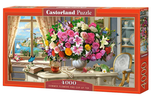 4000 Piece Jigsaw Puzzle, Summer Flowers and Cup of Tea, Still nature jigsaw, Romantic picture, Classic, Adult Puzzle, Castorland C - 400263 - 2 - Bridge Toys - Premium Jigsaw Puzzles - Little Red General Store