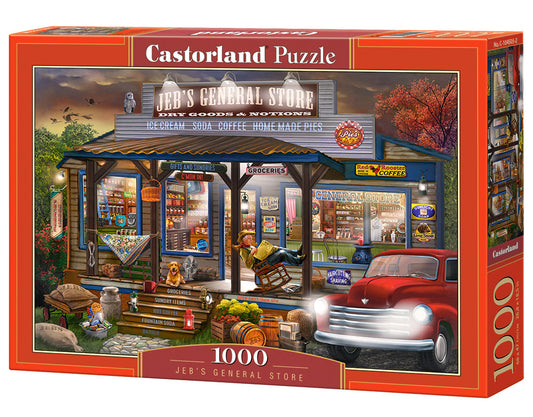 1000 Piece Jigsaw Puzzle, Jeb's General Store, Porch scene puzzle, painting puzzles, Adult Puzzle, Castorland C - 104505 - 2 - Bridge Toys - Premium Jigsaw Puzzles - Little Red General Store