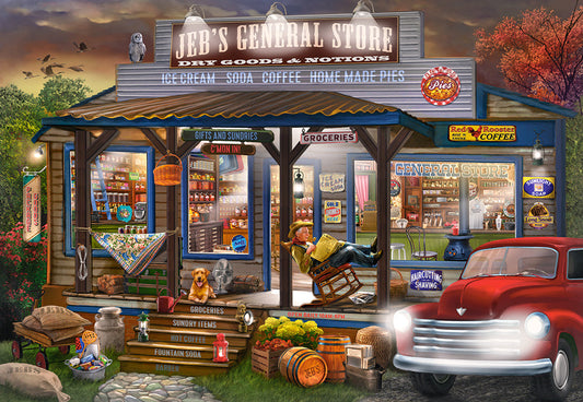 1000 Piece Jigsaw Puzzle, Jeb's General Store, Porch scene puzzle, painting puzzles, Adult Puzzle, Castorland C - 104505 - 2 - Bridge Toys - Premium Jigsaw Puzzles - Little Red General Store