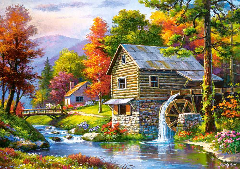 500 Piece Jigsaw Puzzle, Old Sutter’s Mill, Charming Nook, Pond, Countryside, Adult Puzzles, Castorland B - 52691 - Bridge Toys - Premium Jigsaw Puzzles - Little Red General Store