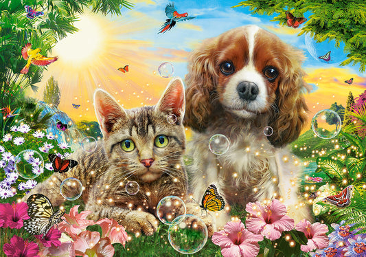 500 Piece Jigsaw Puzzle, Best Pals, Cats and Dogs, Animal puzzles, sweety Puppy and Kitten, Adult Puzzles, Castorland B - 53728 - Bridge Toys - Premium Jigsaw Puzzles - Little Red General Store
