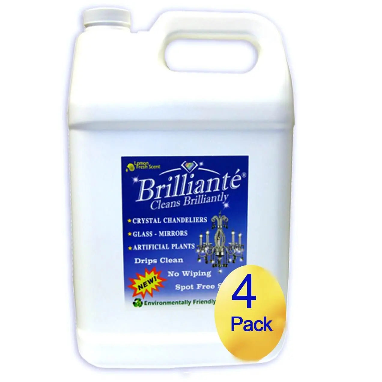 Brillianté Crystal Chandelier Cleaner Gallon Refill Bottle 128oz (4 Pack)