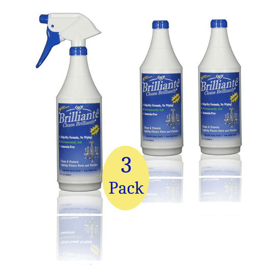 Brillianté Crystal Cleaner For Chandeliers 3 Bottles + 1 Sprayer (3 Pack)