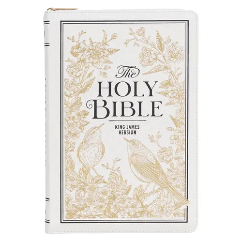 KJV Bible Thinline LP White and Gold W/Zipper