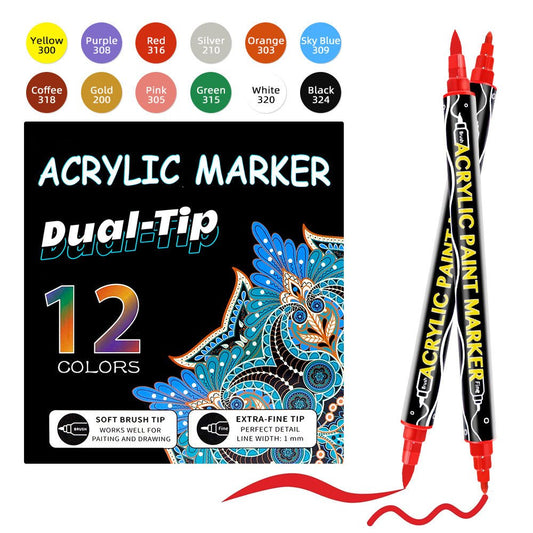 Double-Headed Acrylic Marker Pen - Stackable Water-Based Paint Brush