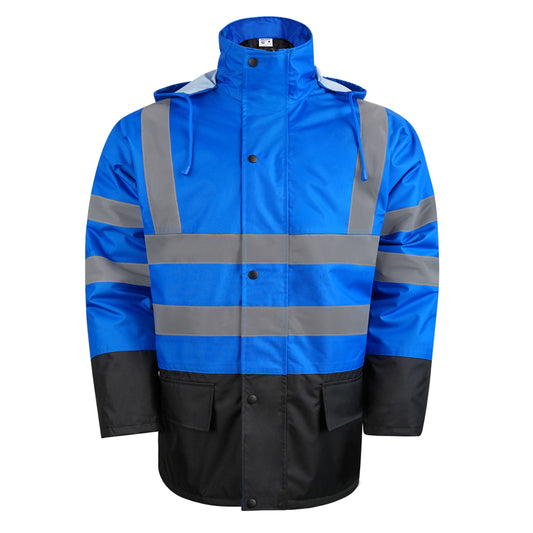 Reflective Parka Jacket with Hood and Front Pockets
