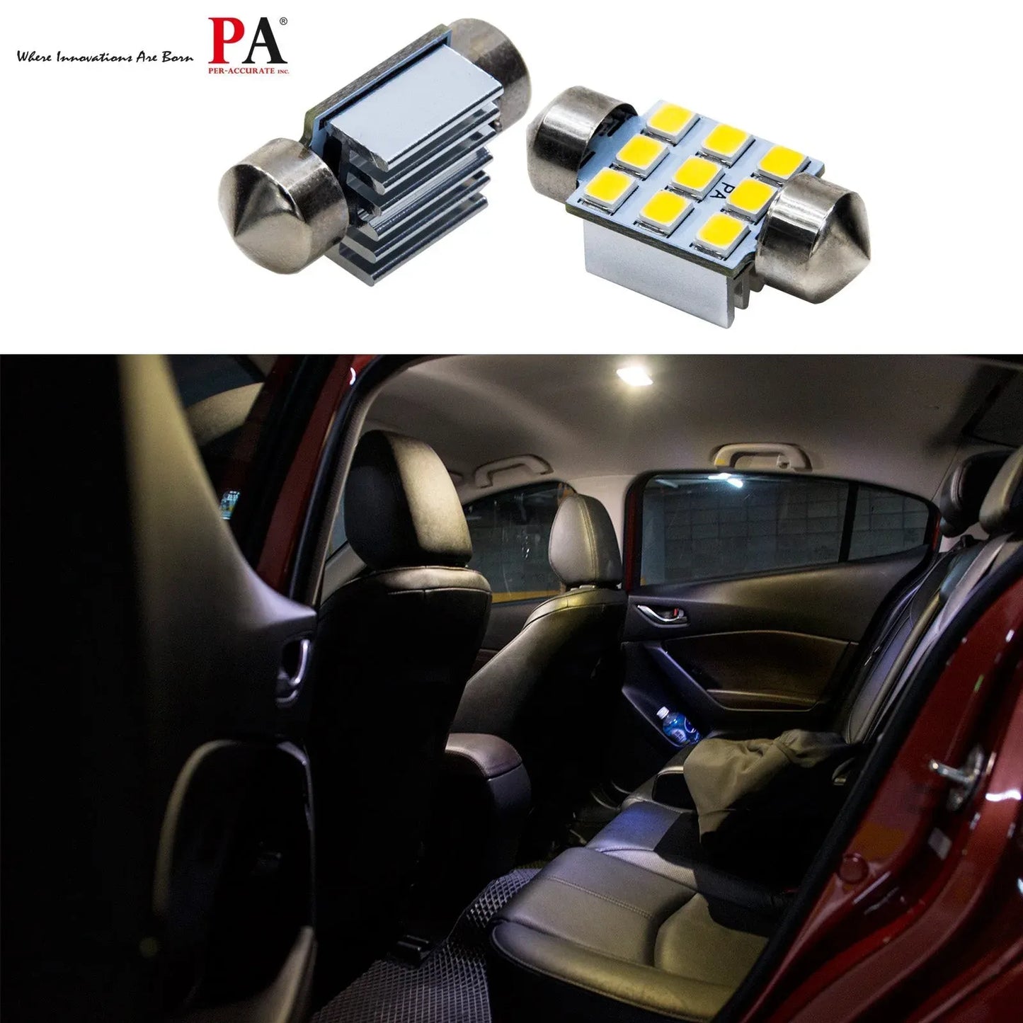 LED Warm White 6000K Festoon 28mm 31mm 9SMD 2835 Interior Automotive Bulb