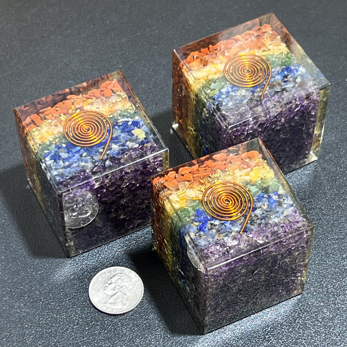 7 Chakras Stones And Crystals Resin Cube Gemstone Decor