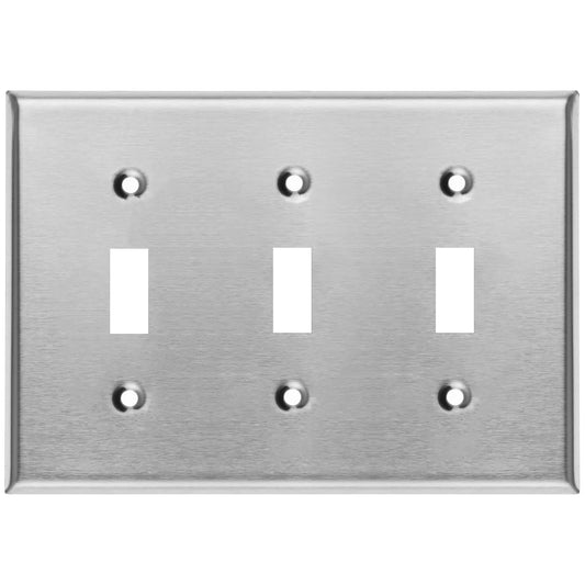 3 Gang Stainless Steel Toggle Switch Wall Plate Cover - Hardware + Construction » Electrical » Wallplates, 🆕 New Arrivals, Small Business Sellers, Sellers in New York, Products from Wallplate.Store, Hardware + Construction » Electrical, All Products, 🛠️ Tools + Hardware - Little Red General Store