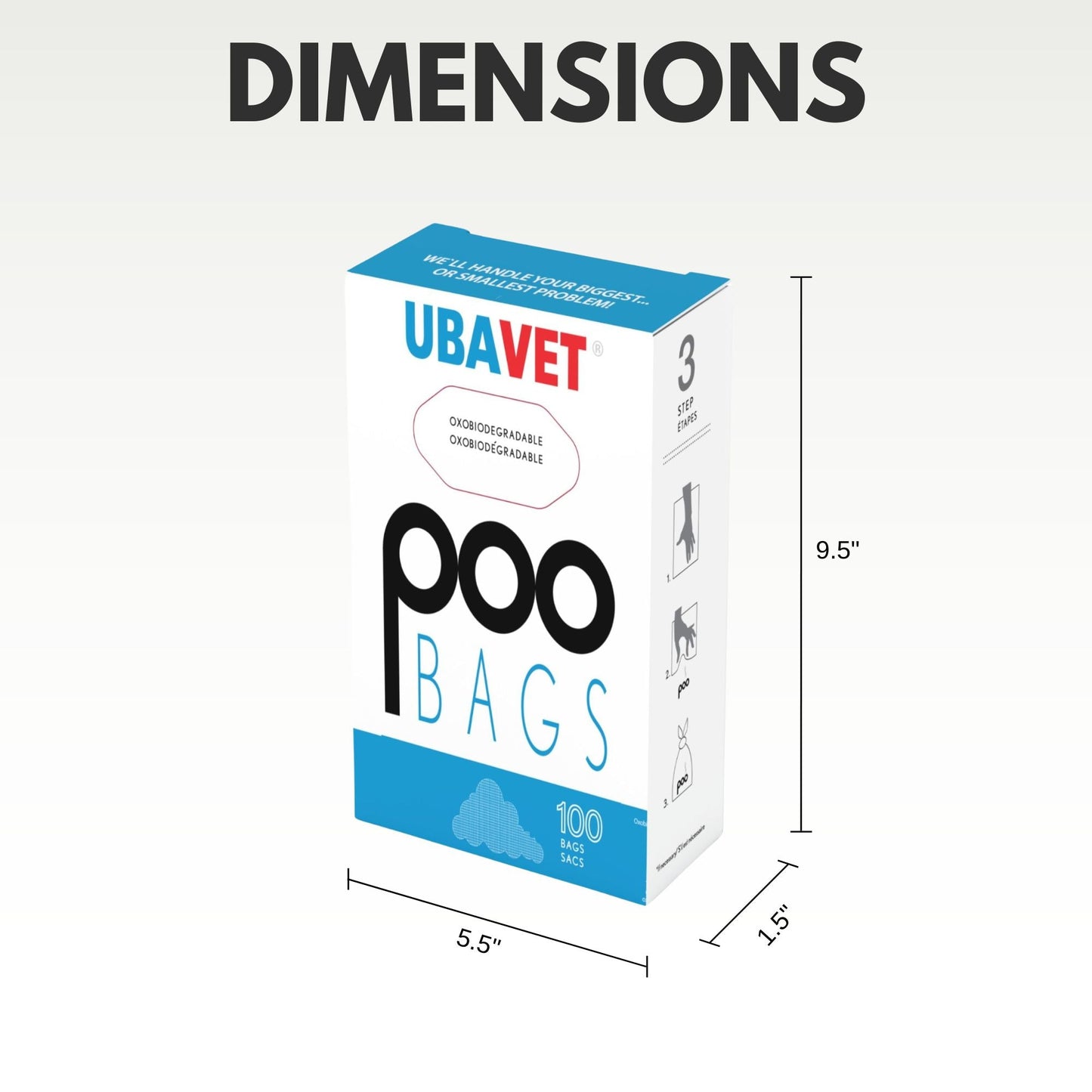 UBAVET DOO Extra-Long Waste Bags for Dogs & Cats – 100-Pack, Durable & Unscented