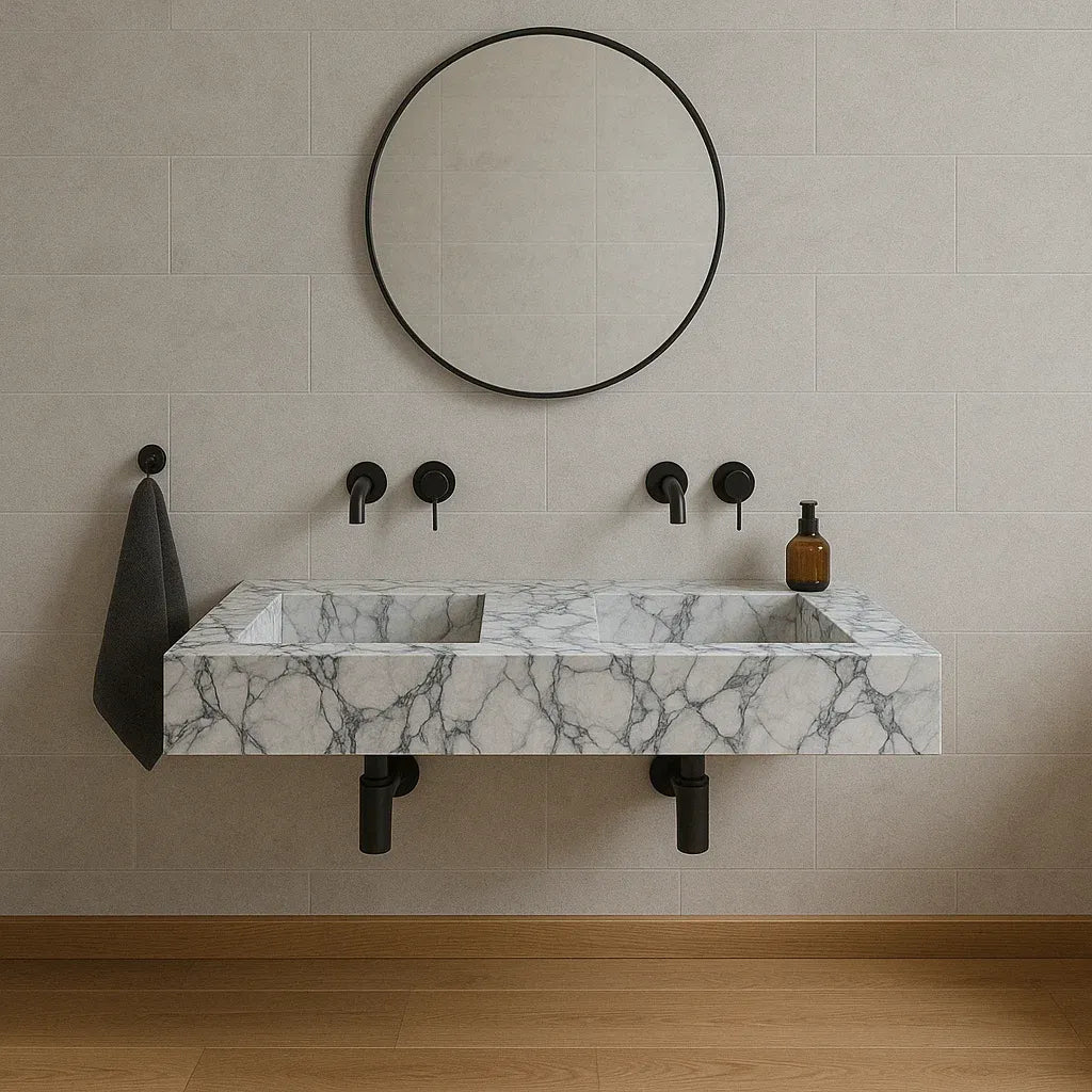 Calacatta Viola Marble Bathroom Double Sink Vanity (W)22" (L)67" (H)8"