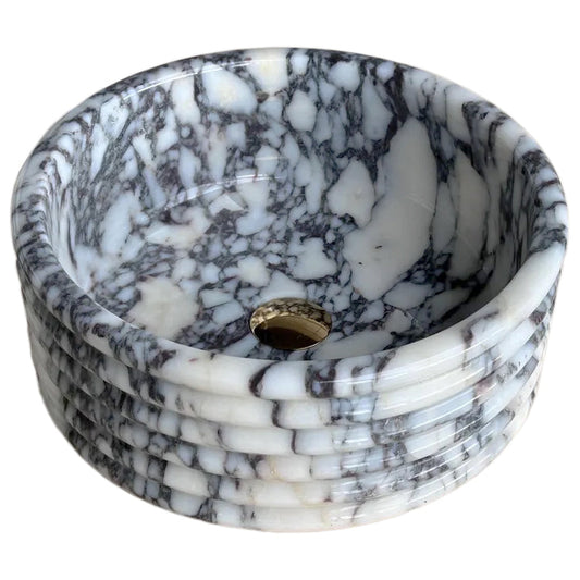 Calacatta Viola Marble Fluted Above-vanity Bathroom Sink Polished
