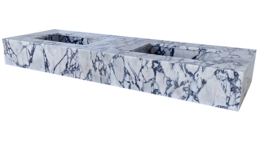 Calacatta Viola Marble Bathroom Double Sink Vanity (W)22" (L)67" (H)8"