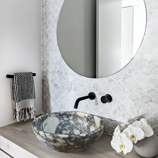 Calacatta Viola Marble Natural Stone Above-vanity Bathroom Sink Polished (D)16" (H)6"