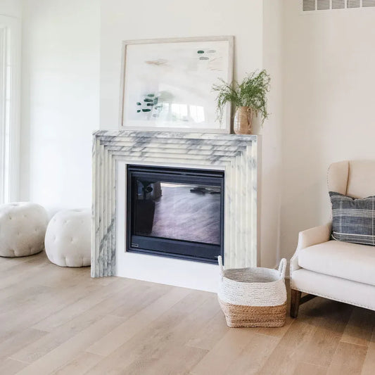 Calacatta Viola Marble Art Deco Fireplace Mantel Polished (L)60" (H)47" (D)8"